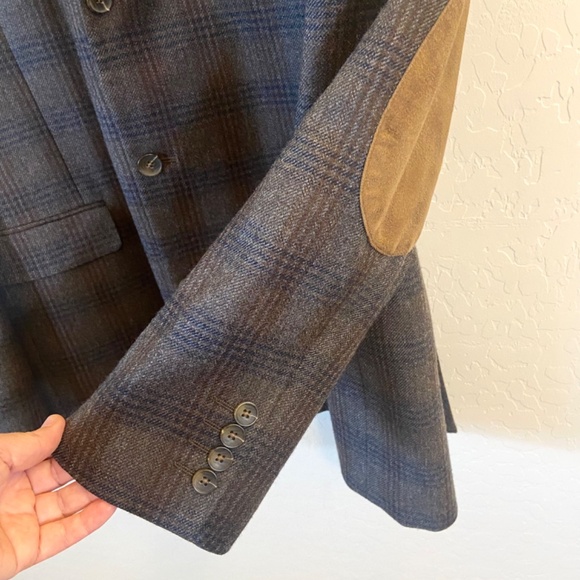 Wool Plaid Professor Blazer 46L Elbow Patch Heritage Preppy Academia Jacket - Picture 3 of 11